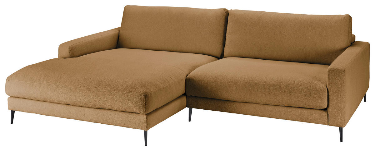 ECKSOFA in Flachgewebe Currygelb  - Currygelb/Schwarz, Design, Textil/Metall (190/272cm) - Lomoco
