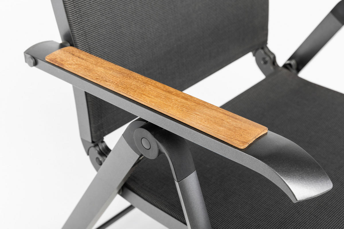 KLAPPSESSEL Netzbespannung Teakholz Hartholz Anthrazit  - Anthrazit/Naturfarben, Basics, Holz/Textil (50/110/65cm) - Kettler