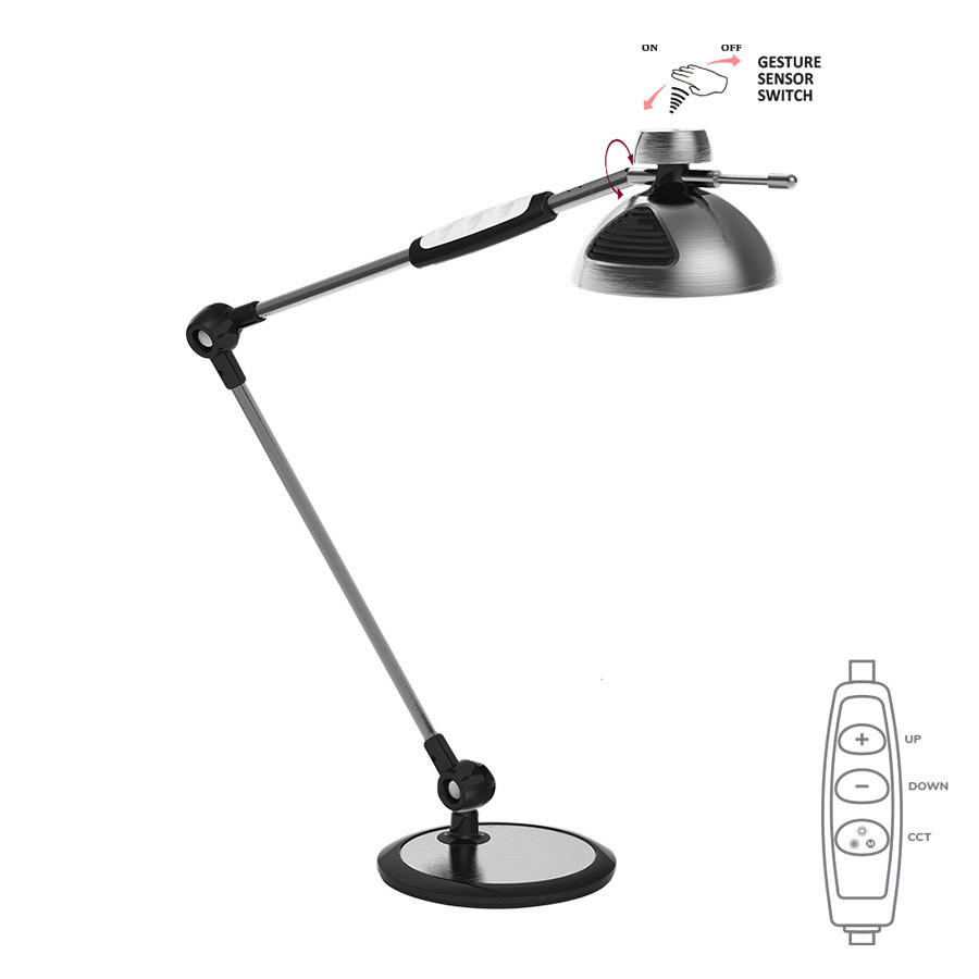ÍRÓASZTALLÁMPA - ezüst/fekete, Basics, műanyag (20/60/46cm)