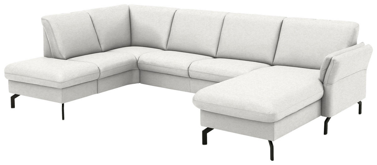 WOHNLANDSCHAFT Flachgewebe Alabasterfarben  - Alabasterfarben/Schwarz, Konventionell, Textil/Metall (190/307/170cm) - Beldomo Comfort