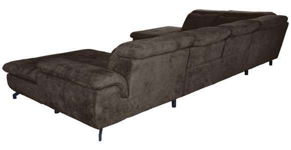 WOHNLANDSCHAFT in Struktur Mokka  - Schwarz/Mokka, KONVENTIONELL, Textil/Metall (253/357/188cm) - Carryhome