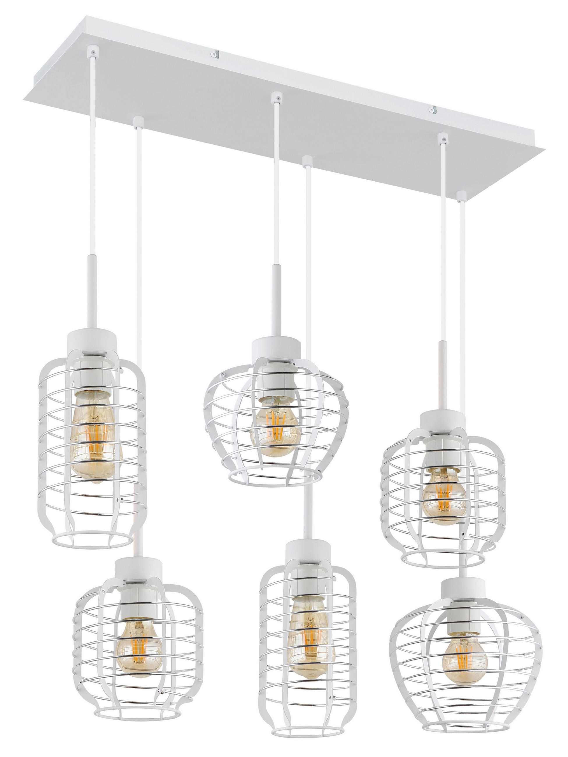 HÄNGELEUCHTE 77,5/33/120 cm  - Chromfarben/Weiß, Basics, Kunststoff/Metall (77,5/33/120cm) - Globo