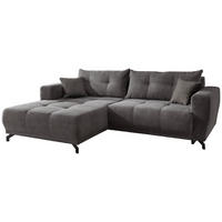 ECKSOFA Cord Grau  - Schwarz/Grau, Modern, Holz/Textil (177/246cm) - MID.YOU
