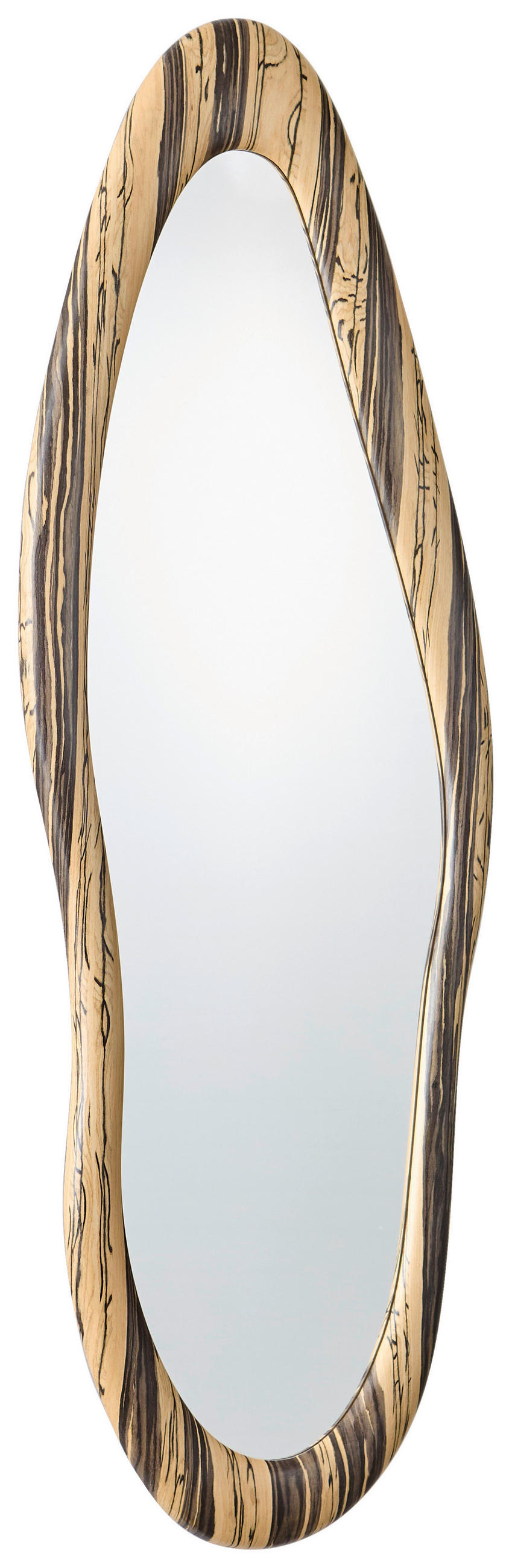 Thumbnail - Xora Wandspiegel, Braun, Holzwerkstoff, Glas, wellenförmig, 60x150x2.7 cm, Ganzkörperspiegel, Spiegel, Wandspiegel