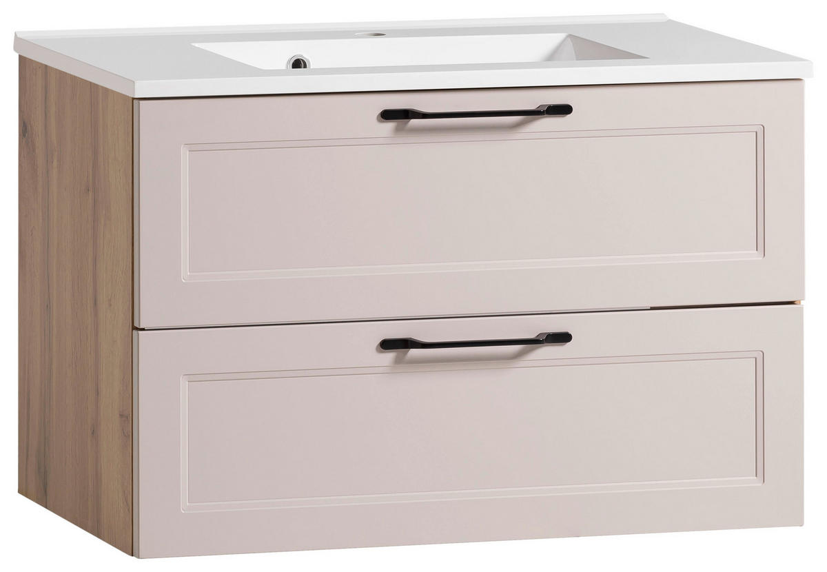 WASCHTISCHKOMBI 80 cm  - Kaschmir/Eiche Wotan, ROMANTIK / LANDHAUS, Holzwerkstoff/Stein (80cm) - Xora