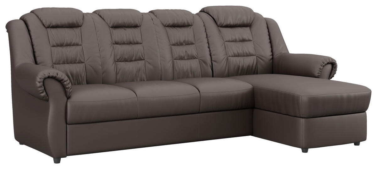 ECKSOFA in Lederlook Braun  - Schwarz/Braun, Konventionell, Kunststoff/Textil (262/165cm) - Livetastic