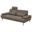 3-SITZER-SOFA in Leder Greige  - Greige/Schwarz, Design, Leder/Metall (222/86/104cm) - Dieter Knoll
