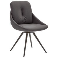 STUHL  in Stahl Mikrofaser  - Anthrazit, Design, Textil/Metall (55/91/64cm) - Venjakob