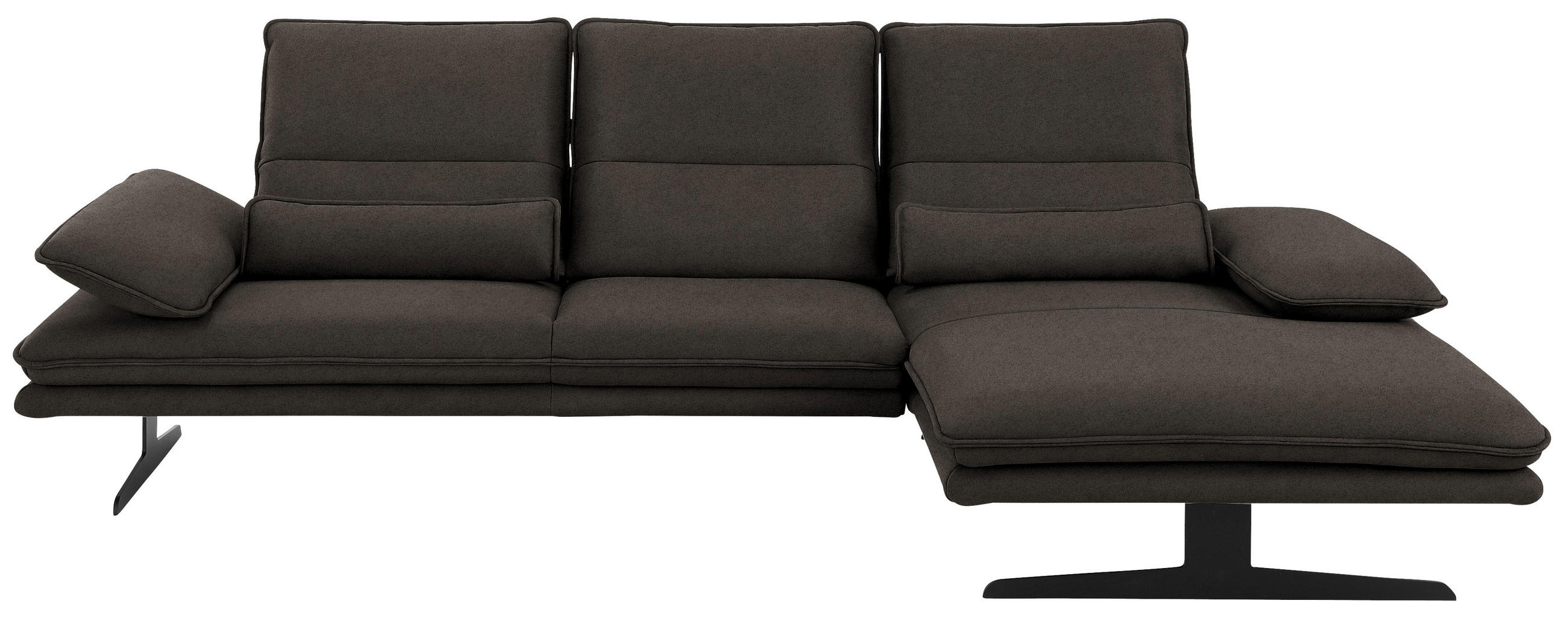 ECKSOFA in Mikrofaser Mokka  - Schwarz/Mokka, Design, Textil/Metall (291/164cm) - Chilliano