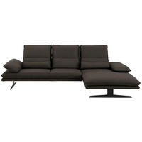 ECKSOFA in Mikrofaser Mokka  - Schwarz/Mokka, Design, Textil/Metall (291/164cm) - Chilliano