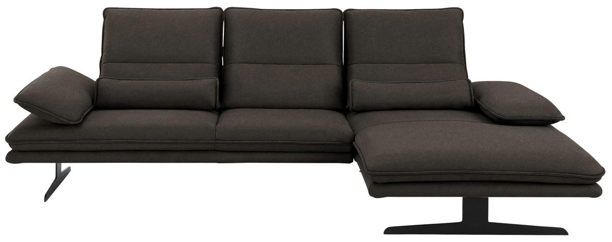 ECKSOFA in Mikrofaser Mokka  - Schwarz/Mokka, Design, Textil/Metall (291/164cm) - Chilliano