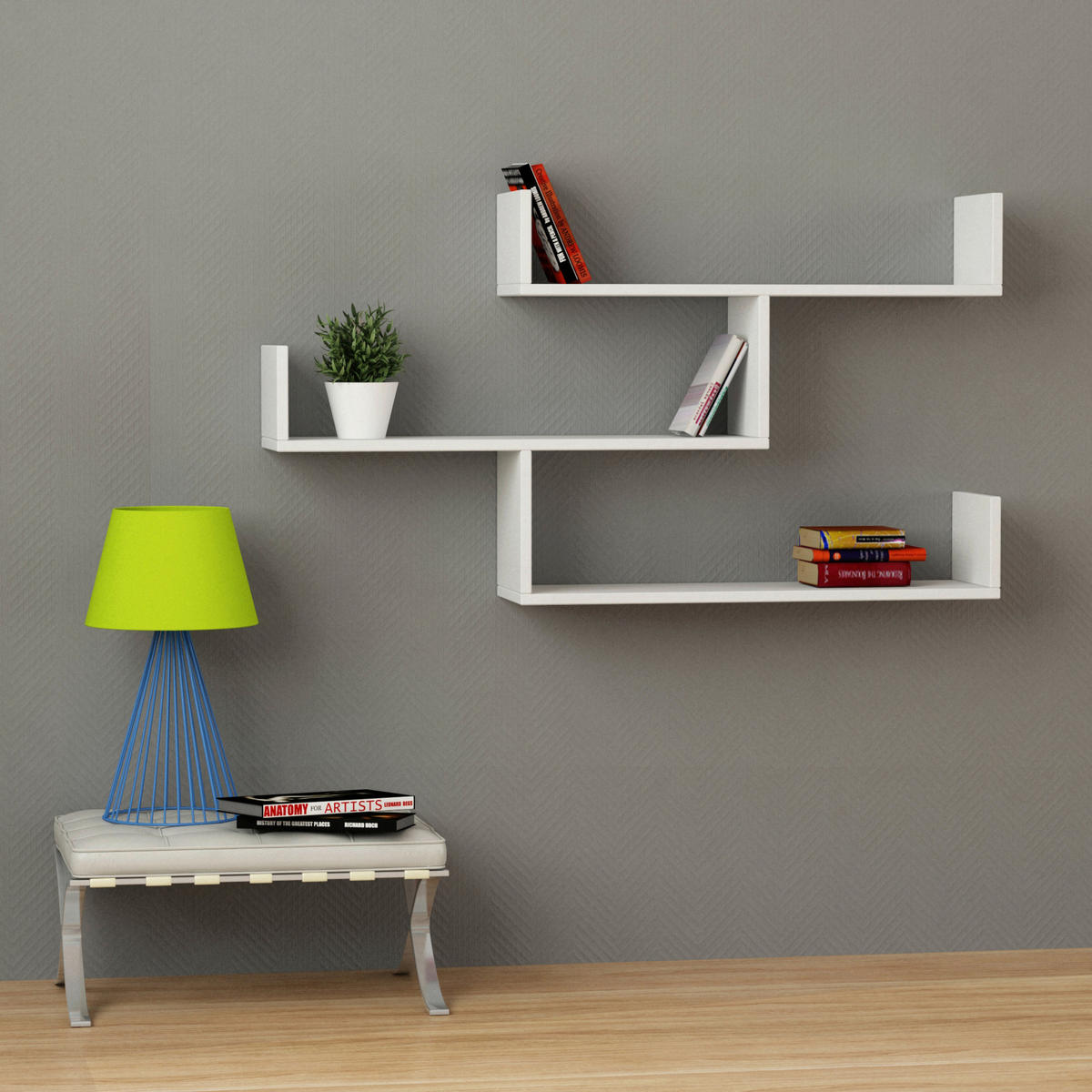 WANDREGAL 120/67/22 cm  - Weiss, Design, Holzwerkstoff (120/67/22cm) - Livetastic