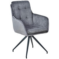 ARMLEHNSTUHL  in Eisen Cord, Samt, Webstoff  - Schwarz/Grau, LIFESTYLE, Textil/Metall (60/94/64cm) - MID.YOU