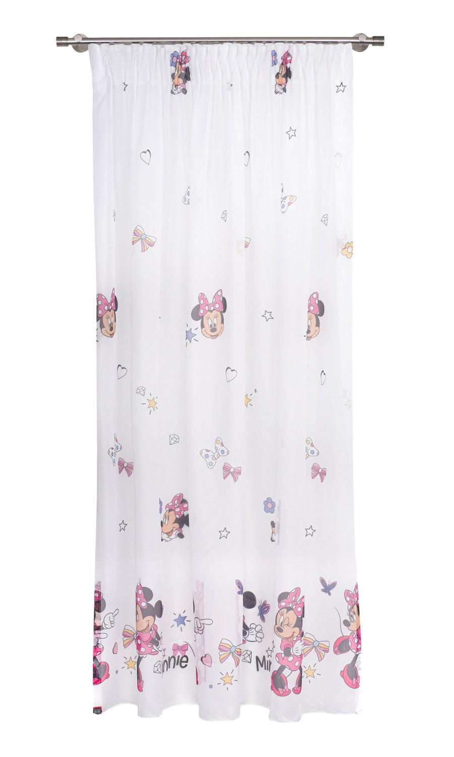 TKANINA ZA ZAVJESE ružičasta, bijela - bijela/ružičasta, Basics, tekstil (180cm)