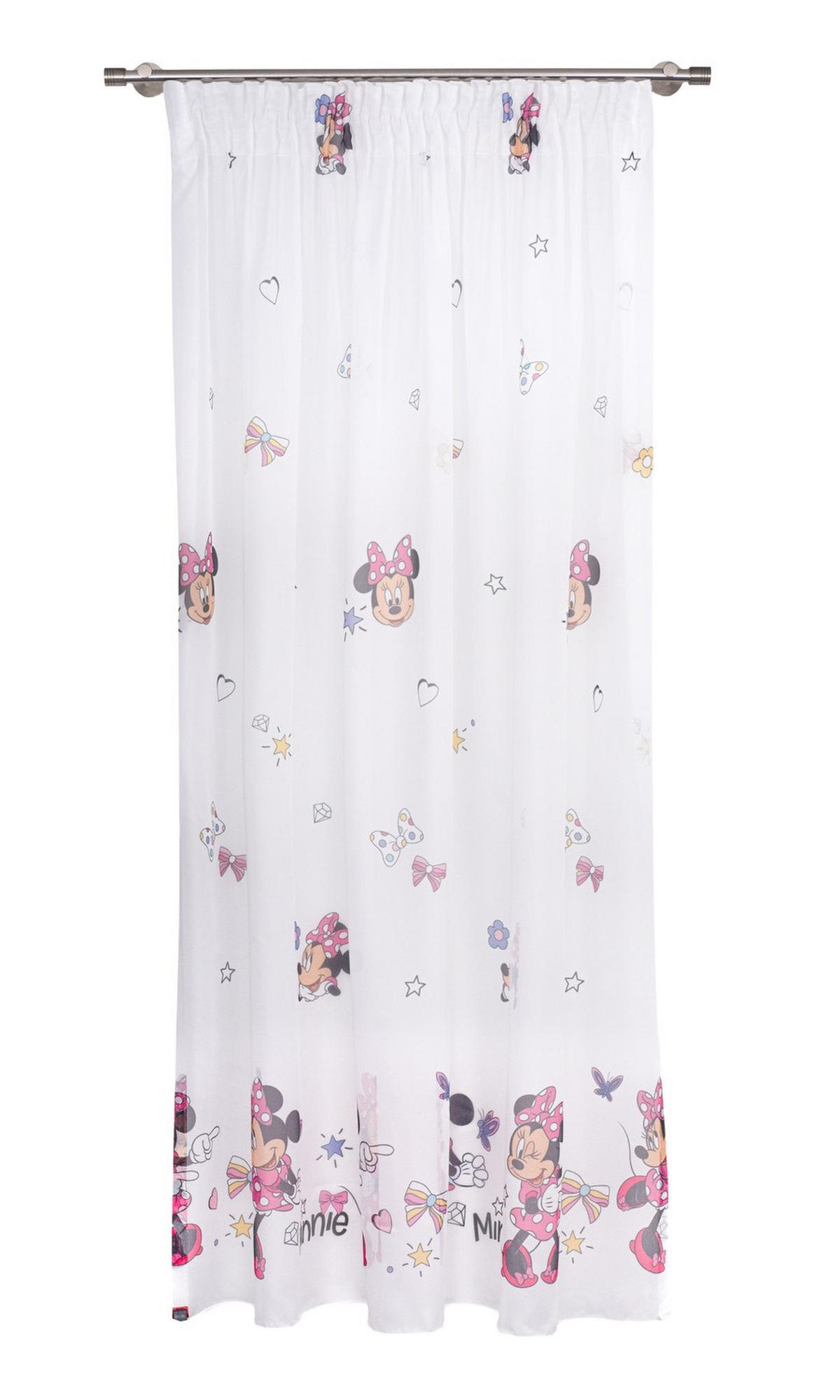 TKANINA ZA ZAVJESE ružičasta, bijela - bijela/ružičasta, Basics, tekstil (180cm)