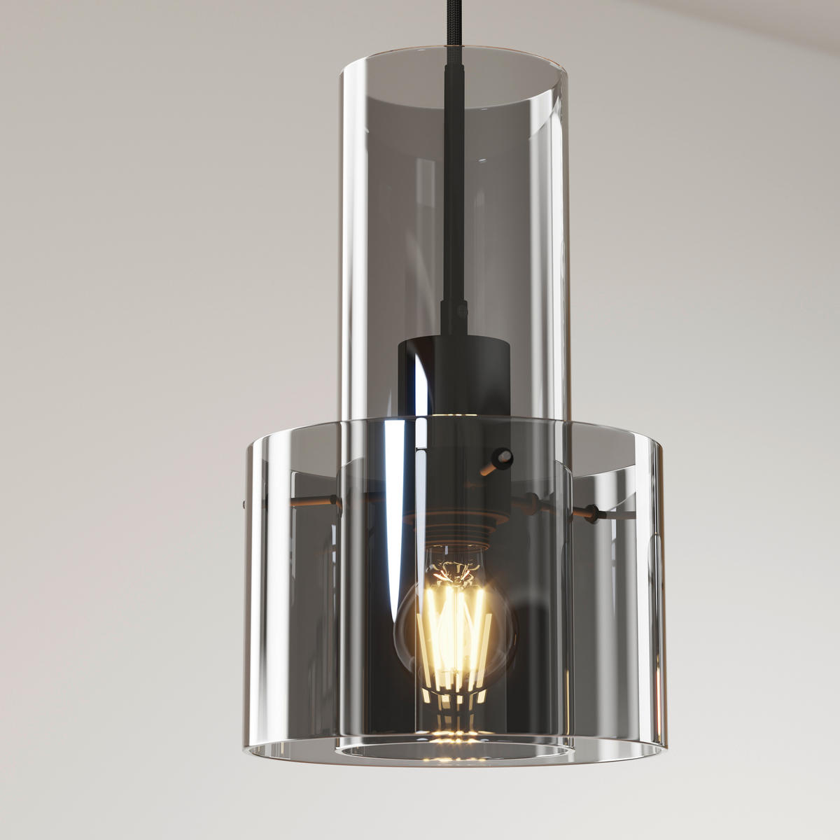 Lustră 97/18/150 cm  - gri închis, Design, sticlă/metal (97/18/150cm) - Dieter Knoll