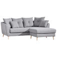 ECKSOFA in Flachgewebe Hellgrau  - Buchefarben/Hellgrau, KONVENTIONELL, Holz/Textil (210/156cm) - Carryhome