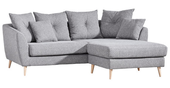 ECKSOFA in Flachgewebe Hellgrau  - Buchefarben/Hellgrau, KONVENTIONELL, Holz/Textil (210/156cm) - Carryhome