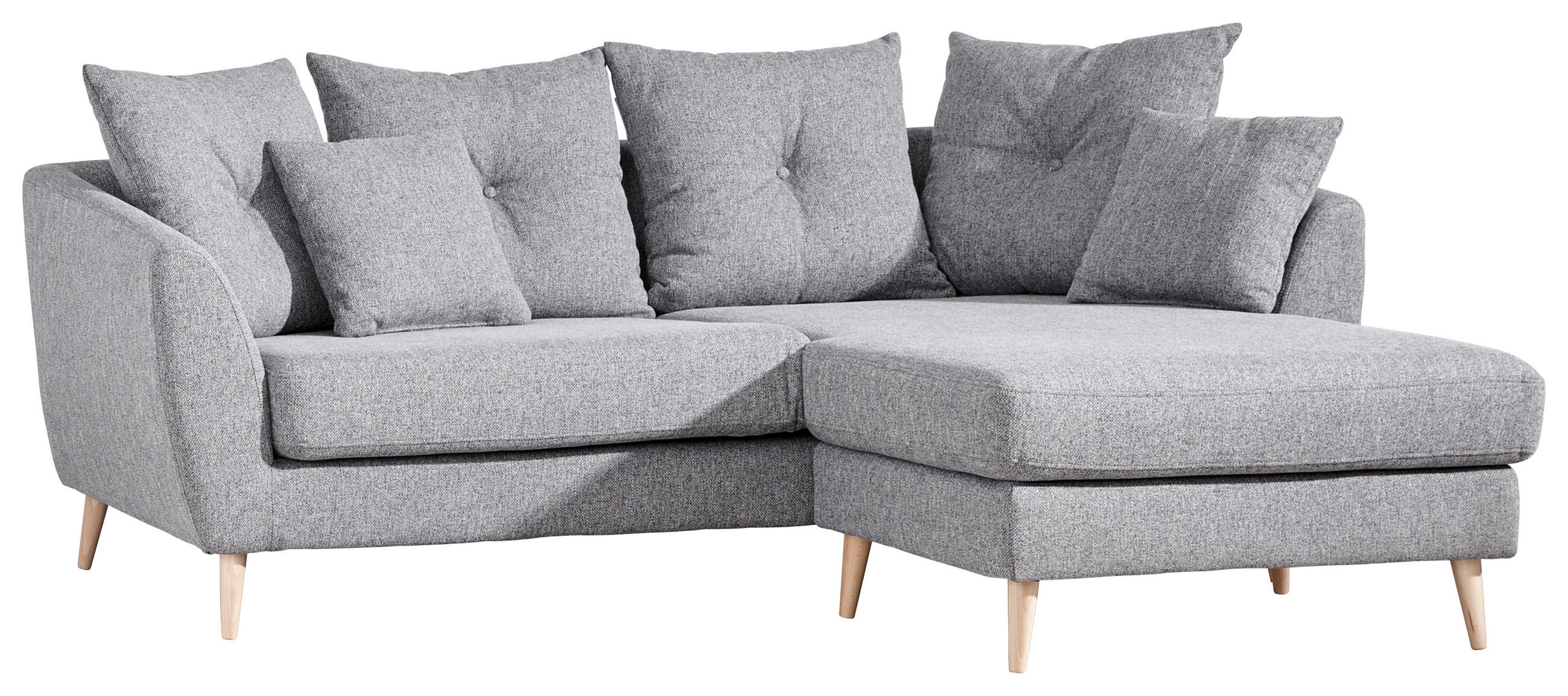 ECKSOFA Hellgrau Flachgewebe  - Buchefarben/Hellgrau, KONVENTIONELL, Holz/Textil (210/156cm) - Carryhome