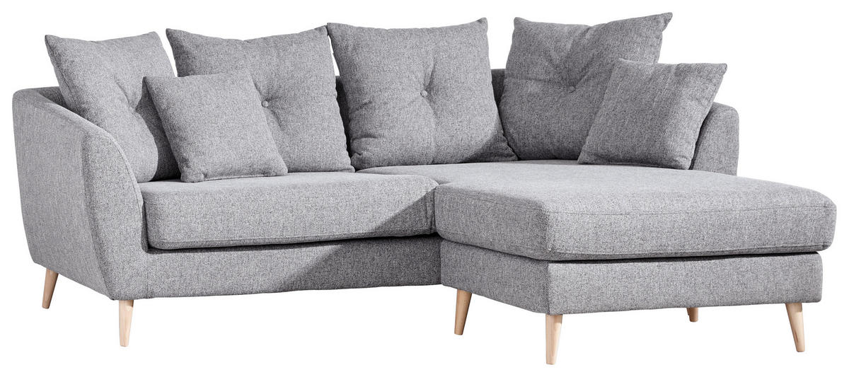 ECKSOFA in Flachgewebe Hellgrau  - Buchefarben/Hellgrau, Konventionell, Holz/Textil (210/156cm) - MID.YOU