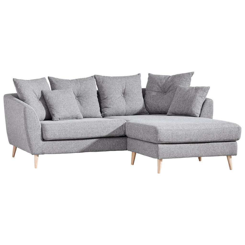 Thumbnail - Carryhome Ecksofa, Hellgrau, Textil, Buche, massiv, 3-Sitzer, Füllung: Polyester, seitenverkehrt montierbar, L-Form, 210...