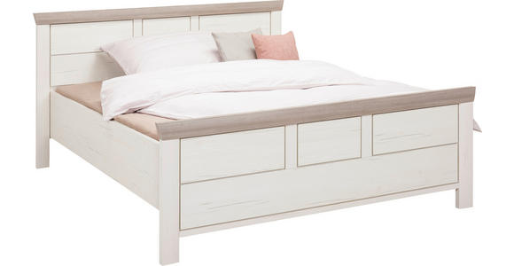 BETT 140/200 cm in Grau, Weiß, Pinienfarben - Weiß/Grau, LIFESTYLE, Holzwerkstoff (140/200cm) - Hom`in