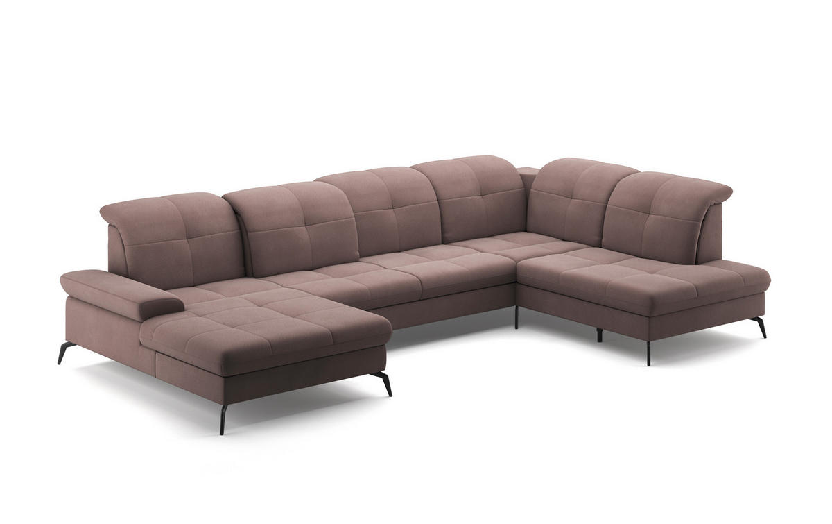WOHNLANDSCHAFT in Flachgewebe Taupe  - Taupe/Schwarz, Konventionell, Textil/Metall (185/357/231cm) - Sit & More