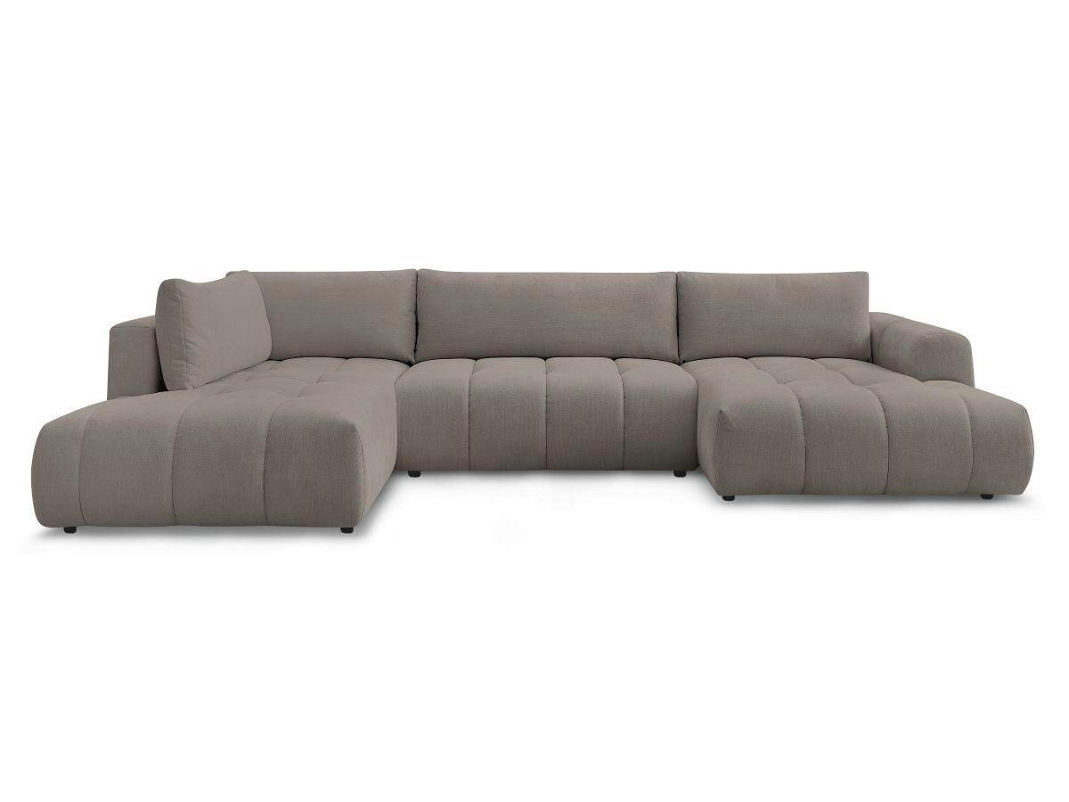 WOHNLANDSCHAFT  FUJI  Taupe Leinenoptik  - Taupe/Schwarz, MODERN, Kunststoff/Textil (204/377/160cm)