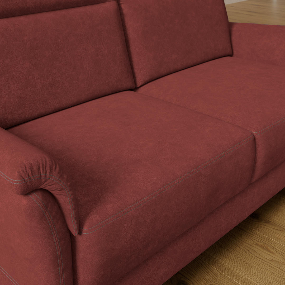 2,5-SITZER Mikrofaser Rotbraun  - Rotbraun/Schwarz, Konventionell, Kunststoff/Textil (170/99/91cm) - Elegando