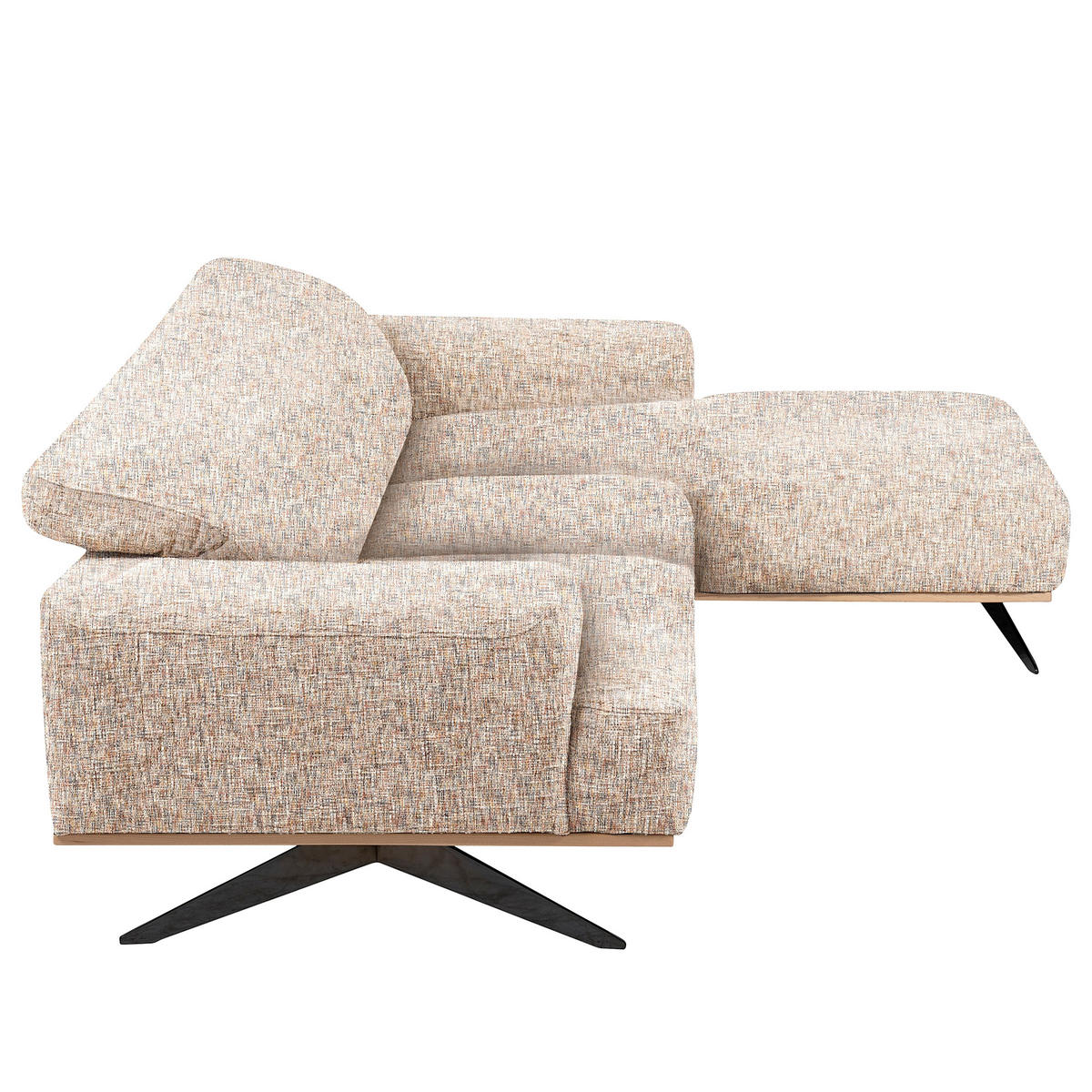 ECKSOFA PORTLAND in Struktur Blau, Gelb, Rot, Weiß Kopfteilverstellung  295/187 cm  - Blau/Gelb, Design, Holz/Textil (295/187cm) - Livetastic
