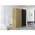 SCHWEBETÜRENSCHRANK 180/223/68 cm 2-türig Schwarz, Eichefarben  - Eichefarben/Schwarz, Design, Glas/Holz (180/223/68cm) - Novel