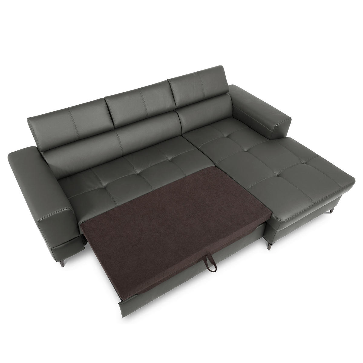 ECKSOFA  in Lederlook Echtleder Anthrazit  - Anthrazit/Schwarz, Design, Leder/Textil (247/173cm) - Livetastic