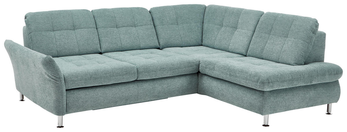 ECKSOFA in Webstoff Türkis  - Türkis/Chromfarben, Konventionell, Textil/Metall (242/210cm) - Beldomo Style