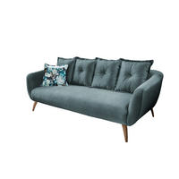 3-SITZER-SOFA Velours Blau, Multicolor  - Blau/Buchefarben, MODERN, Holz/Textil (236/94/103cm) - Livetastic