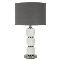 TISCHLEUCHTE - Weiß/Grau, Basics, Glas/Textil (32.5/32.5/57cm)