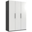DREHTÜRENSCHRANK  in Graphitfarben, Weiß  - Schwarz/Graphitfarben, KONVENTIONELL, Holzwerkstoff/Metall (150/236/58cm) - Hom`in