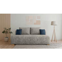 SCHLAFSOFA MOSS Blau, Grau  inkl. Rückenkissen, Schlaffunktion, Stauraum  - Blau/Grau, Design, Holzwerkstoff/Kunststoff (200/90/100cm) - MID.YOU