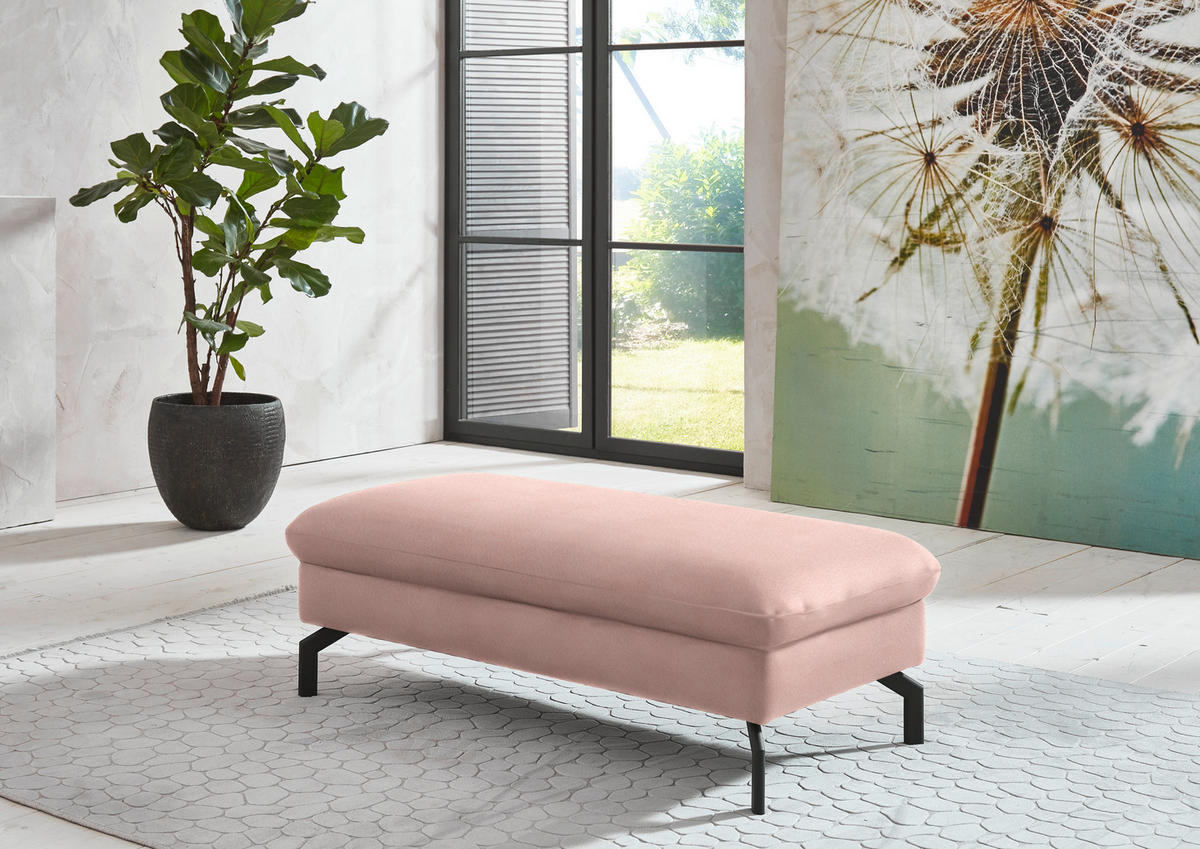 ECKSOFA in Velours Rosa  179/306 cm  - Schwarz/Rosa, Design, Textil/Metall (179/306cm) - Beldomo System