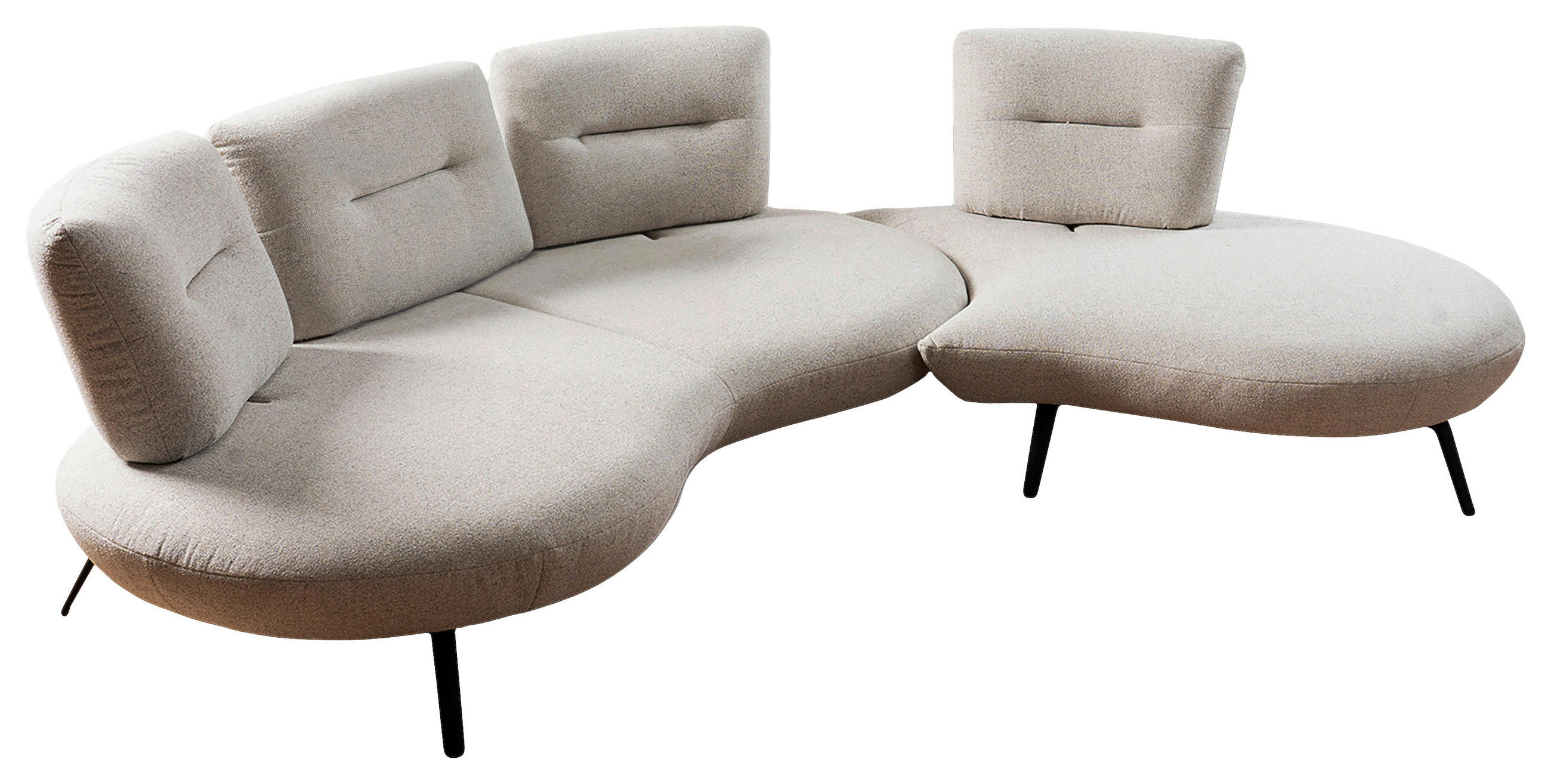 BIGSOFA Flachgewebe Beige  - Beige/Schwarz, Design, Textil/Metall (456/93/138cm) - Moderano