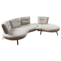BIGSOFA Flachgewebe Beige  - Beige/Schwarz, Design, Textil/Metall (456/93/138cm) - Moderano