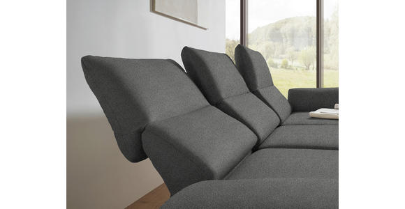 ECKSOFA  in Flachgewebe Dunkelgrau  255-365/175-224 cm  - Dunkelgrau/Schwarz, Design, Textil/Metall (255-365/175-224cm) - Dieter Knoll