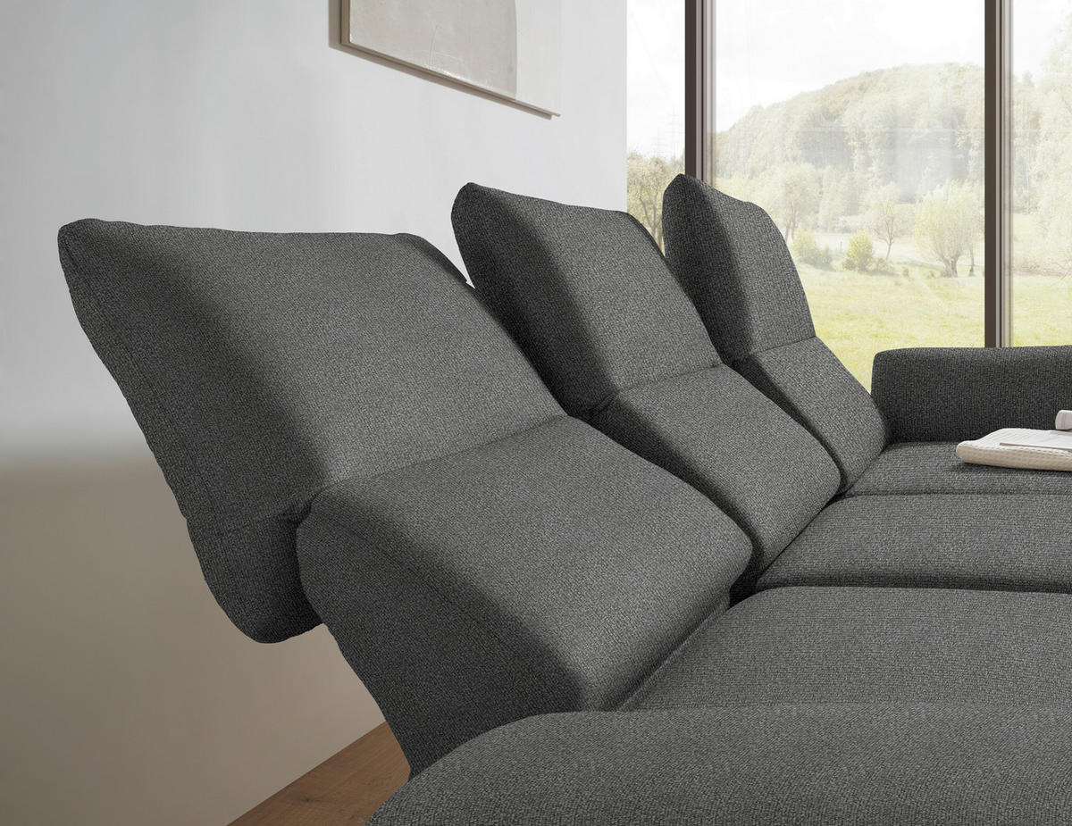 ECKSOFA  in Flachgewebe Dunkelgrau  255-365/175-224 cm  - Dunkelgrau/Schwarz, Design, Textil/Metall (255-365/175-224cm) - Dieter Knoll