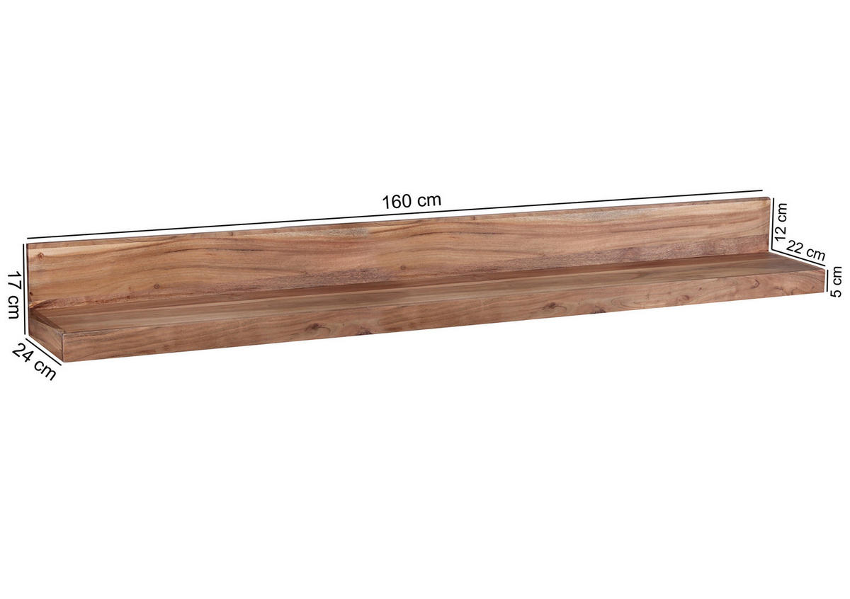 WANDREGAL 160/17/24 cm  - Akaziefarben, Modern, Holz (160/17/24cm) - MID.YOU