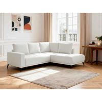 ECKSOFA RAFAEL Weiß Struktur Rückenkissen, Bettkasten  - Schwarz/Weiß, Design, Textil/Metall (269/218cm) - P & B