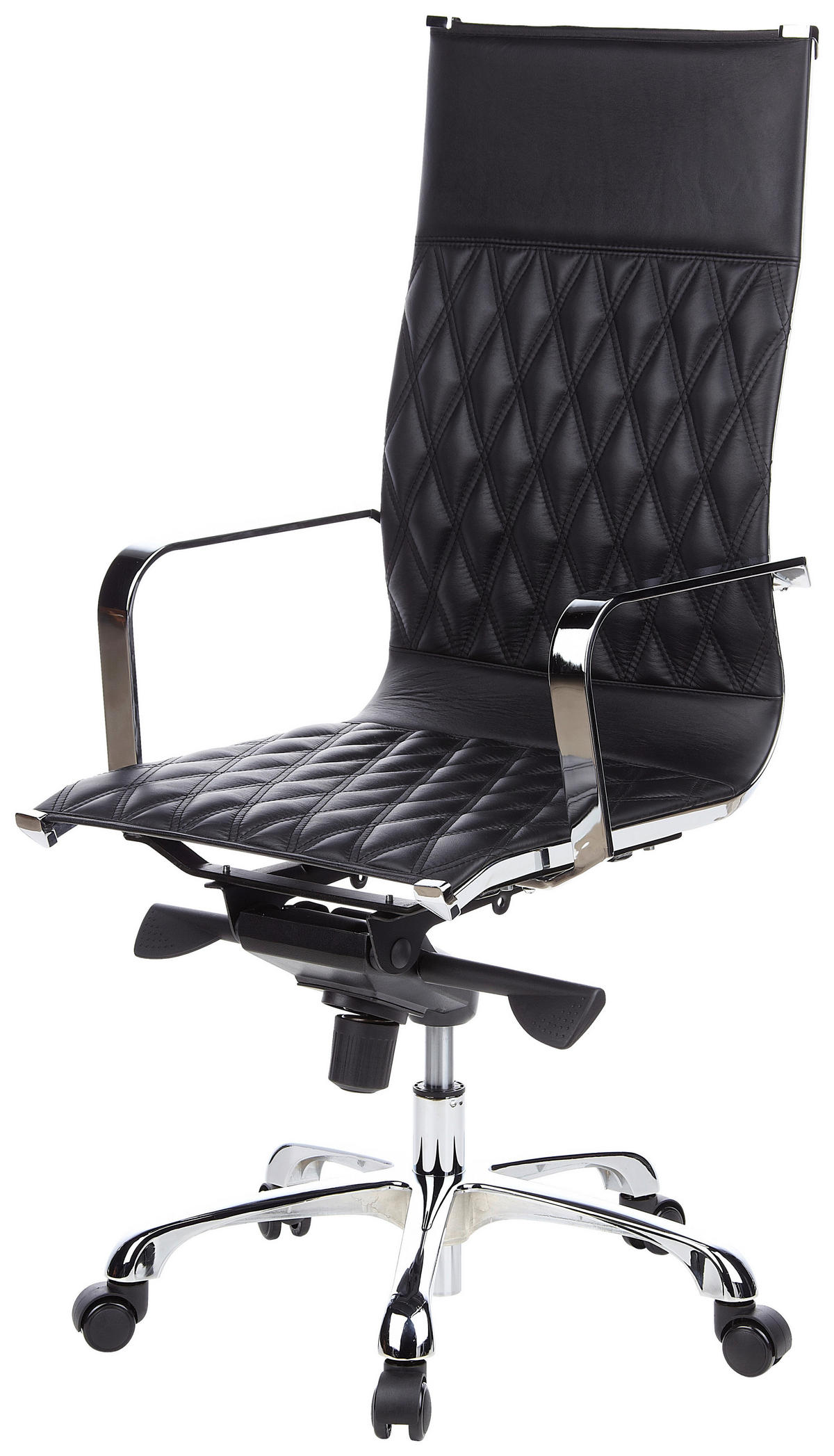 KONFERENČNI STOL usnje črna  - srebrne barve/črna, Moderno, kovina/usnje (62cm) - MID.YOU