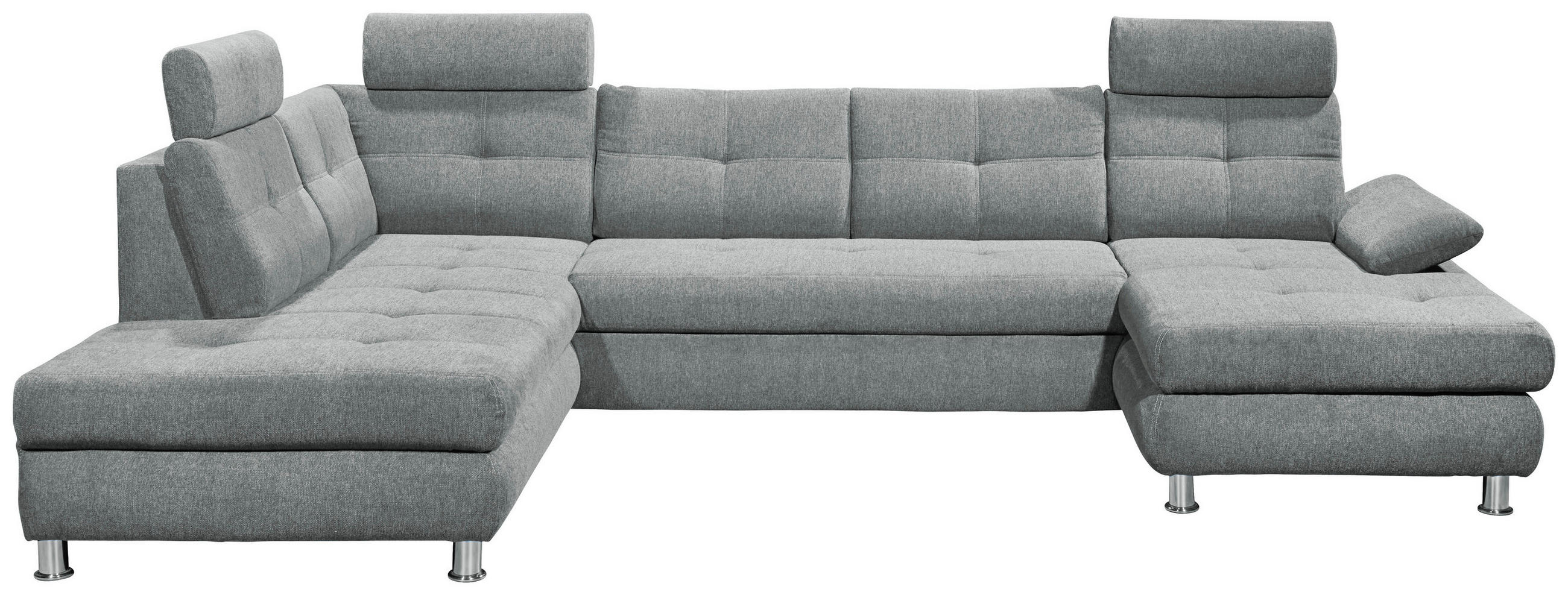 WOHNLANDSCHAFT Hellgrau Webstoff  - Hellgrau, MODERN, Kunststoff/Textil (233/349/177cm) - MID.YOU