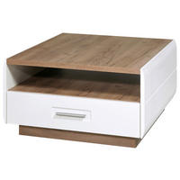 KLUBSKA MIZA, 75/39,5/75 cm barve hrasta, bela  - barve kroma/barve hrasta, Design, umetna masa/leseni material (75/39,5/75cm) - Xora