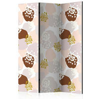 PARAVENT mit 3  Flügel - Braun/Weiß, Basics, Holz/Textil (135/172/3cm) - artgeist