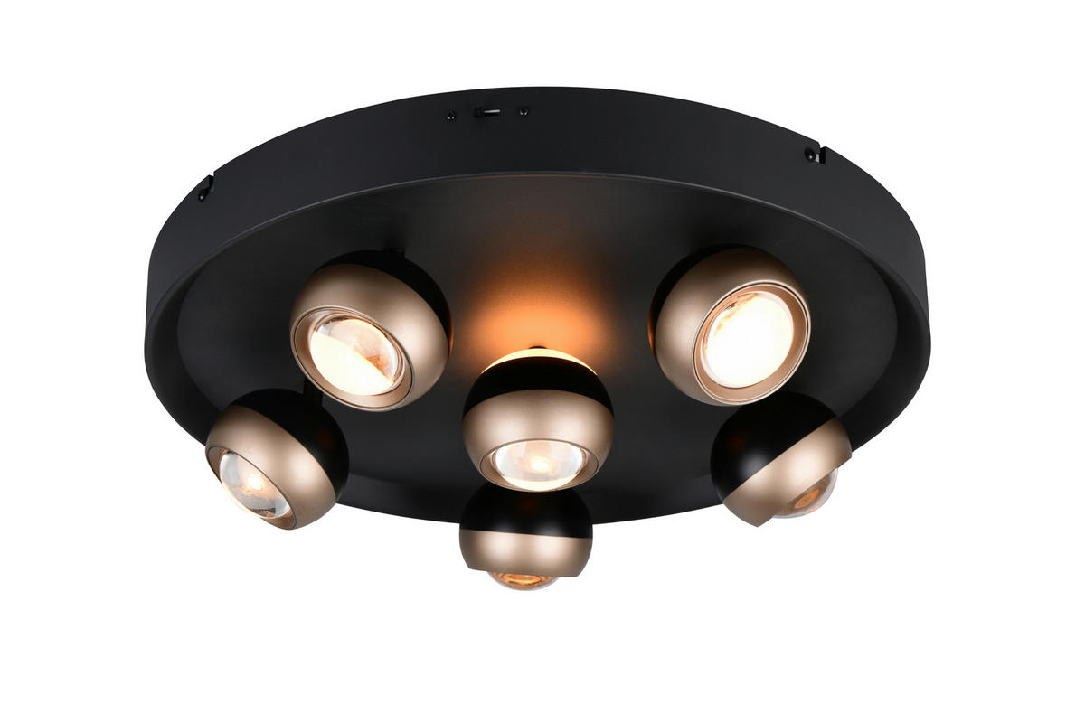 LED-DECKENLEUCHTE 50/13,5 cm   - Schwarz/Braun, LIFESTYLE, Metall (50/13,5cm)