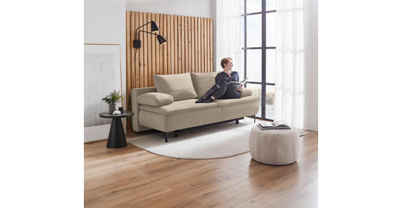 BOXSPRINGSOFA Flachgewebe Hellbraun - Hellbraun/Schwarz, KONVENTIONELL, Textil/Metall (204/93/100cm) - Novel